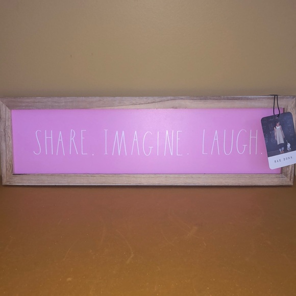 RAE DUNN WOOD SIGN SHARE. IMAGINE. LAUGH FOR THE GIRL ROOM - Picture 1 of 6